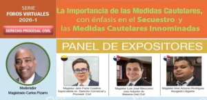 Foto con la imagen de los expositores para la entrada sobre 'El Secuestro y las Medidas Cautelares Innominadas'