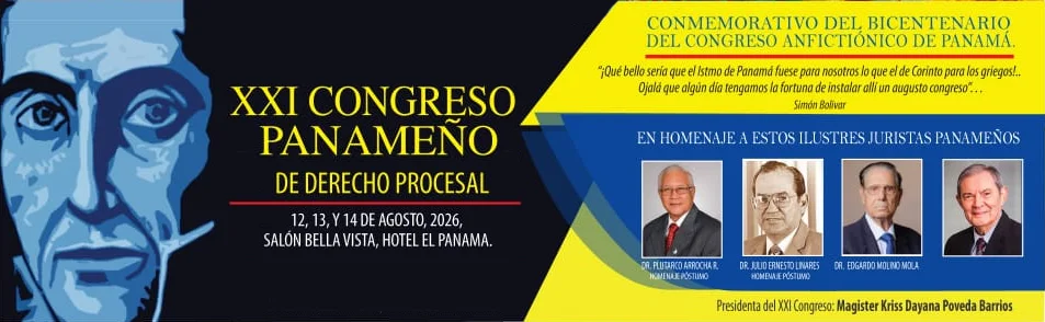 Banner del afiche oficial del XXI Congreso de Derecho Procesal 2026 en Panamá