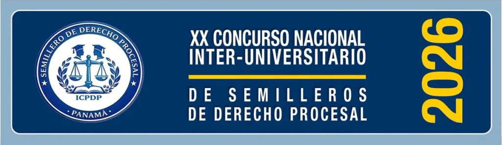 Banner para la cabecera de la pagina del XX Concurso de Semilleros de Derecho Procesal 2026, del ICPDP, en Colon Panamá