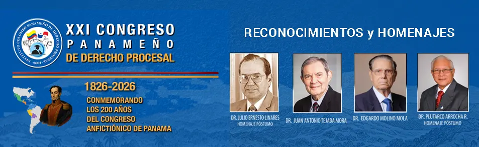 Congreso_Homenajes_2026 Banner del afiche oficial del XXI Congreso Panameño de Derecho Procesal 2026, con la foto de los homenajes y reconocimientos.