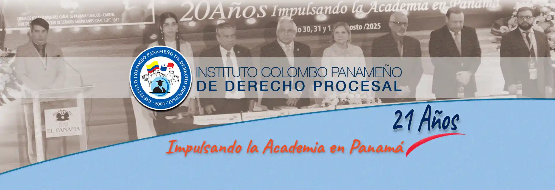 Banner oficial de los 21 años de academia del ICPDP en Panamá