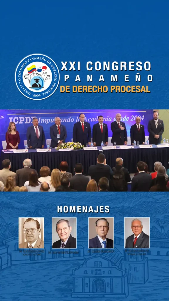 Gráfica digital para la portada del sitio web en su versión movil alusiva al XXI Congreso de Derecho Procesal 2026