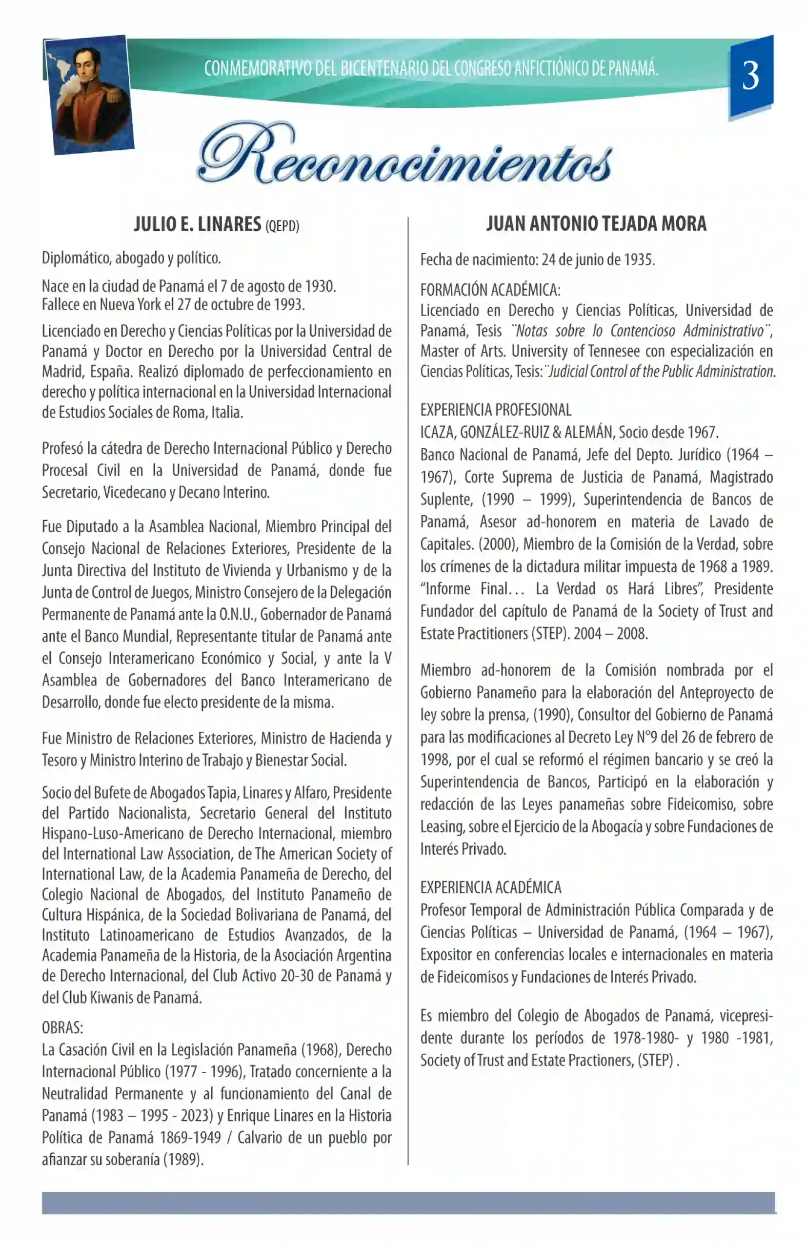 Resumen y extracto de los reconocimientos y homenajes póstumo durante el XXI Congreso Panameño de Derecho Procesal 2026